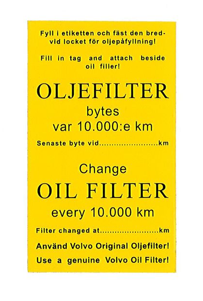 Dekal Service lfilter in der Gruppe Volvo / 140/164 / Sonstige / Dekale / Etikett/Aufkleber 140 bei VP Autoparts AB (112)