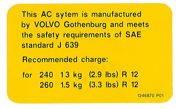 Dekal aircondition 240/260 in der Gruppe Volvo / 240/260 / Sonstige / Dekale / Etikett/Aufkleber 240/260 bei VP Autoparts AB (153)