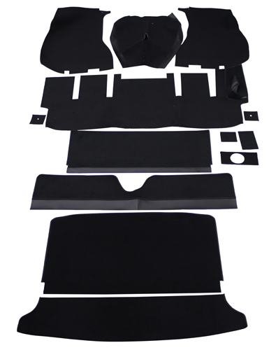 Teppichsatz 1800E -71 schwarz Textil re in der Gruppe Volvo / P1800 / Innenausstattung / Matten / Textilmatten P1800 1970-72 Rechtslenker bei VP Autoparts AB (696012RHD)