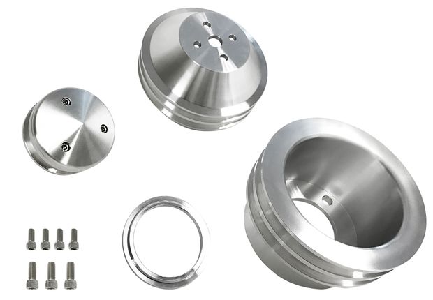 Billet pulley kit 2-groove Ford 65-69 SB in der Gruppe Ford/Mercury / Ford Mustang 65-73 / Khlsystem / Geblse & Halterung Mustang 65-73 bei VP Autoparts AB (B-F102)