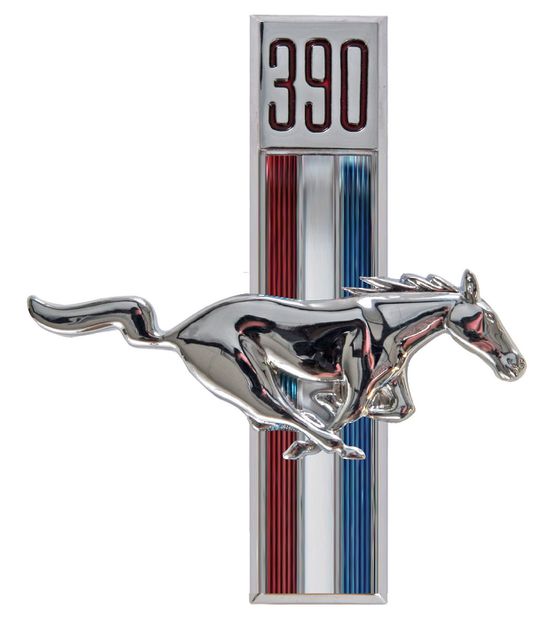 Emblem Kotflgel Pony 390 67-68 re in der Gruppe Ford/Mercury / Ford Mustang 65-73 / Karosserie / Emblem / Emblem Mustang 67-68 bei VP Autoparts AB (C7ZZ-16228-D)