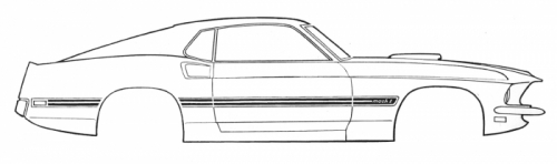 Streifensatz Mustang 69 Mach1 Rot/Gold in der Gruppe Ford/Mercury / Ford Mustang 65-73 / Etikett/Streifen Aufklebersatz / Stripe Kits bei VP Autoparts AB (C9ZZ-6320000-C)