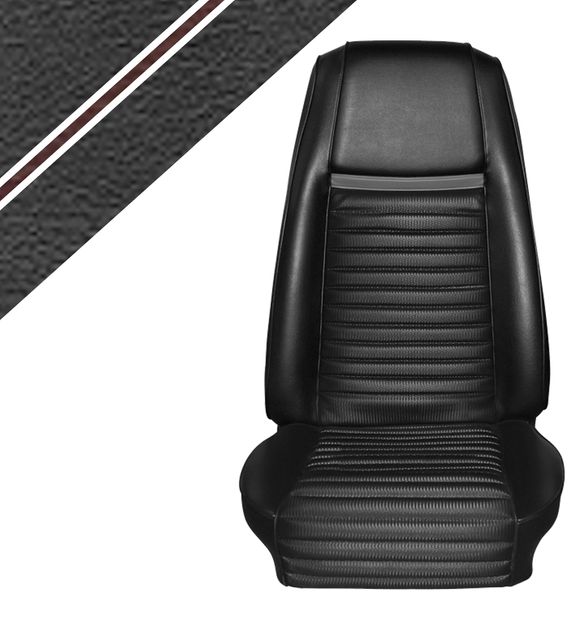 Polster 69 Mach 1, schwarz/rot Streifen in der Gruppe Ford/Mercury / Ford Mustang 65-73 / Innenausstattung / Sitzbezge / Polster Mustang 69 bei VP Autoparts AB (C9ZZ-632900-BKMRS)