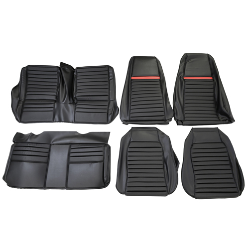 Polster 69 Mach 1, schwarz/rot Streifen in der Gruppe Ford/Mercury / Ford Mustang 65-73 / Innenausstattung / Sitzbez�ge / Polster Mustang 69 bei VP Autoparts AB (C9ZZ-632900-BKMRS)