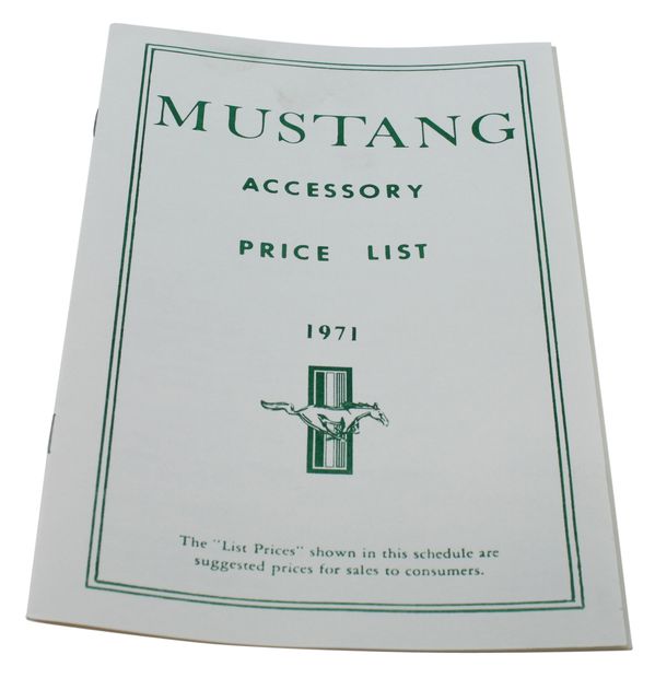 Preisliste Zubehr Mustang 1971 in der Gruppe Zubehr / Literatur / Handbcher/Manuale Ford/Mercury bei VP Autoparts AB (DF0101)