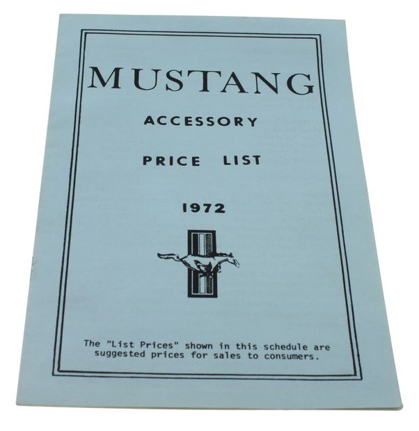 Preisliste Zubehr Mustang 1972 in der Gruppe Zubehr / Literatur / Handbcher/Manuale Ford/Mercury bei VP Autoparts AB (DF0102)