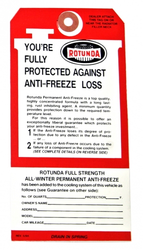 Ford 64-66 ROTUNDA Antifreeze Tag in der Gruppe Ford/Mercury / Ford Mustang 65-73 / Etikett/Streifen Aufklebersatz / Dekale / Motorraum bei VP Autoparts AB (DF0699)