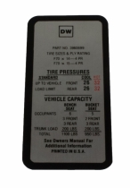 69 CAMARO SS/CHEVELLE SS TIRE PRESS.DEC