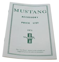 Preisliste Zubehr Mustang 1971