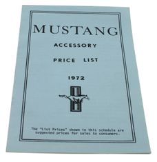 Preisliste Zubehr Mustang 1972
