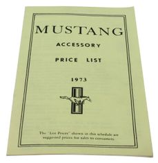 Preisliste Zubehr Mustang 1973