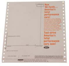 Window sticker Ford 1966 spt