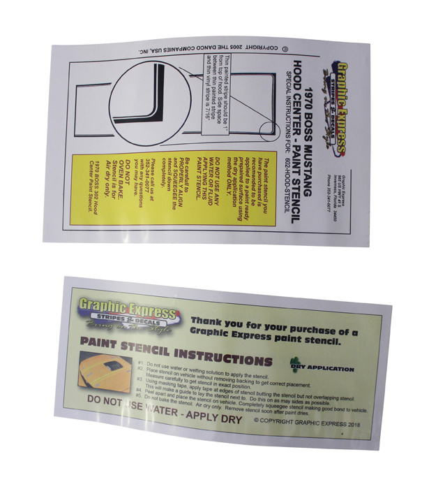 Mustang 1970 Boss Hood paint stencil