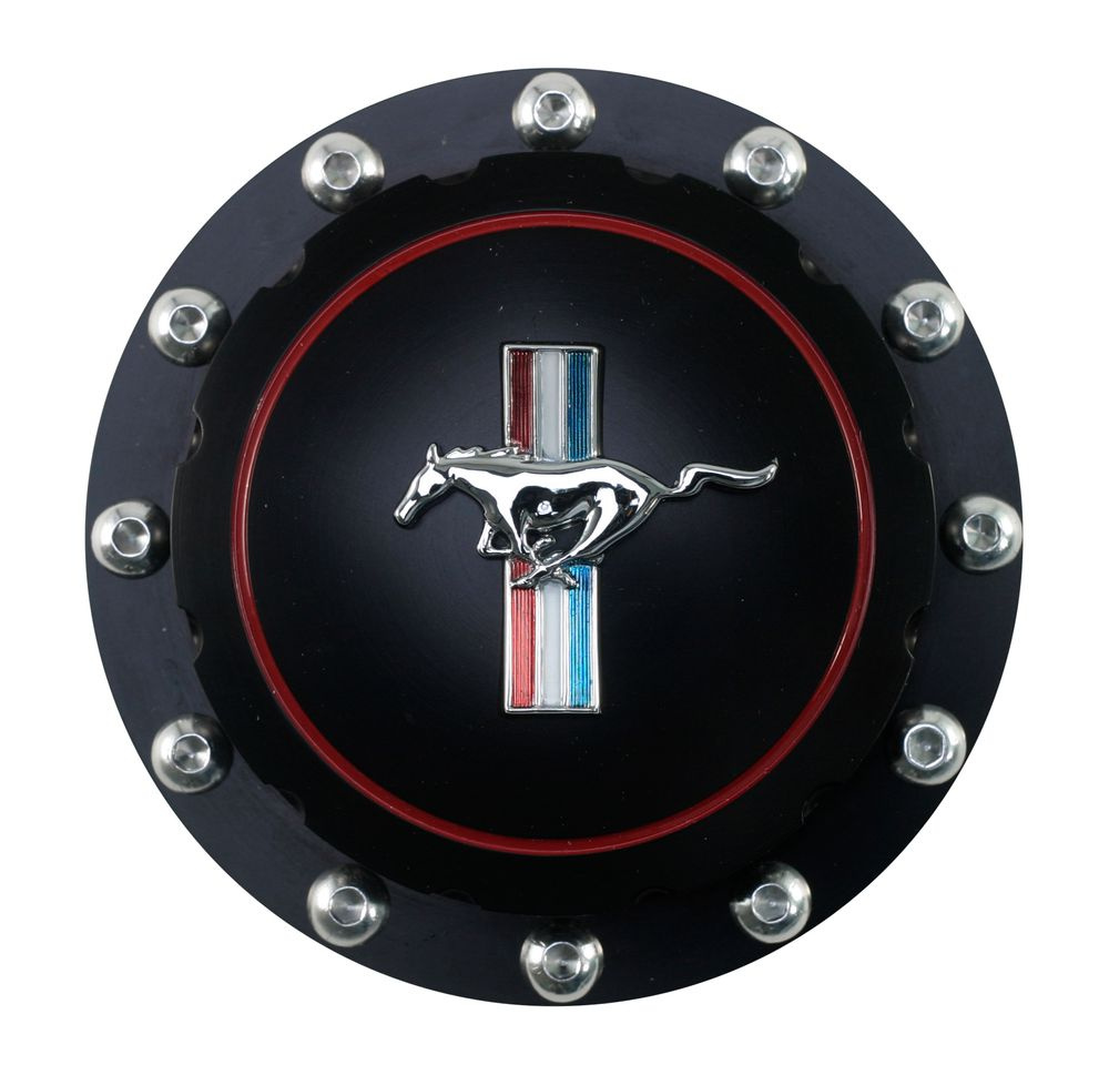 Fuel Cap Mu 65-73 Black Billet Horse