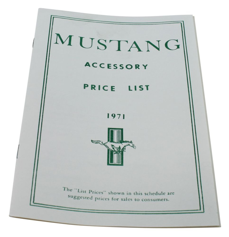 Preisliste Zubeh�r Mustang 1971