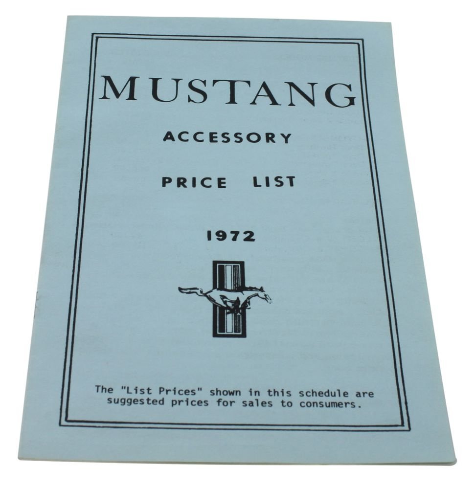 Preisliste Zubeh�r Mustang 1972